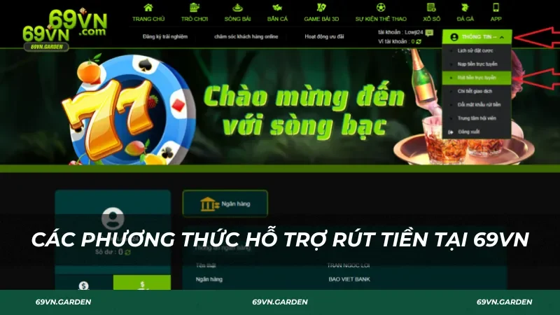 Các phương thức trợ giúp rút tiền tại 69VN