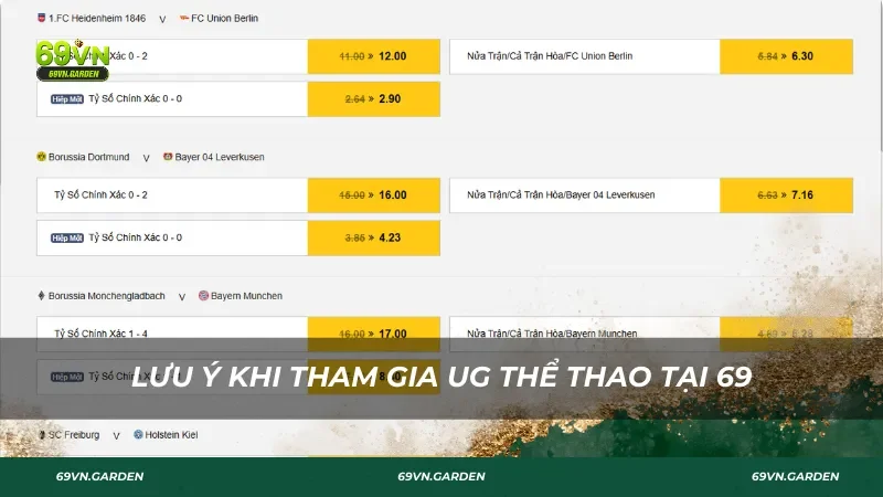 Lưu ý khi tham gia UG thể thao tại 69VN